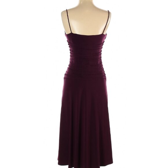 Eliza J fit and flare Ruched Sleeveless Tea Dress Eggplant Purple Sz 4 - Picture 2 of 6